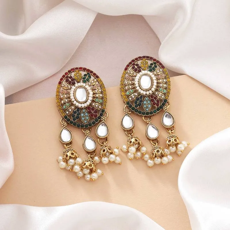 Multi Color Kundan Earrings